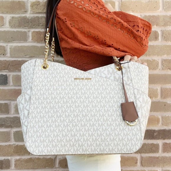 Michael Kors Large Chain Shoulder Tote MK Signature - Picture 2 of 6